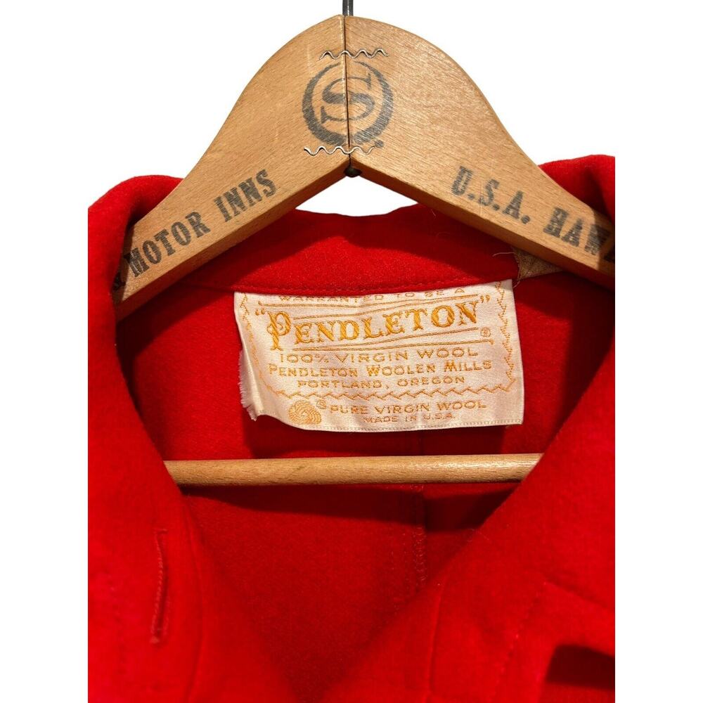 Pendleton Vintage 50s 60s Red 100% Virgin Wool Cape Jacket One Size - Picture 4 of 12